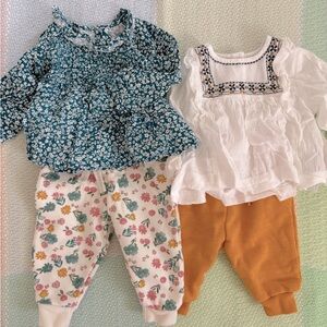 Primark Outfits Blouse and Pants Sets Lot of Four 0-3 Months Bundle